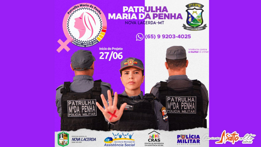 Prefeitura e Polícia Militar lançarão programa de apoio e proteção às mulheres vítimas de violência doméstica, em Nova Lacerda