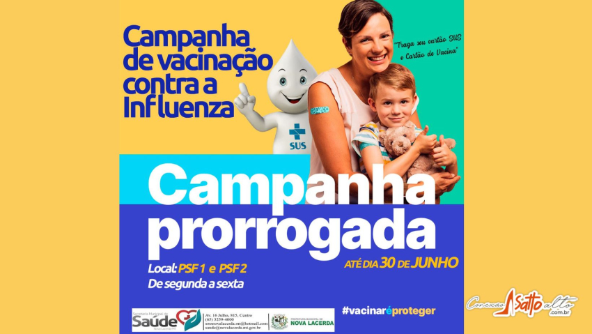 Campanha de vacinação contra Influenza é prorrogada em Nova Lacerda