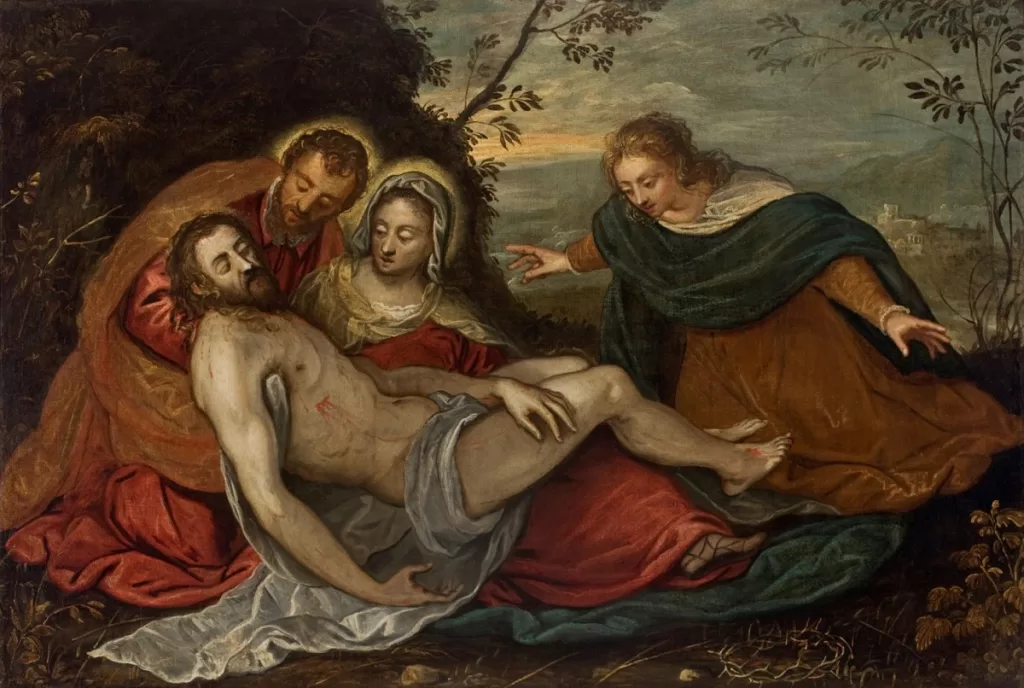 Lamentação sobre o Cristo Morto Episódio Bíblico Pintura de Tintoretto